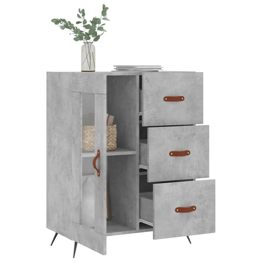 Buffet gris béton 69,5x34x90 cm bois d'ingénierie - 4