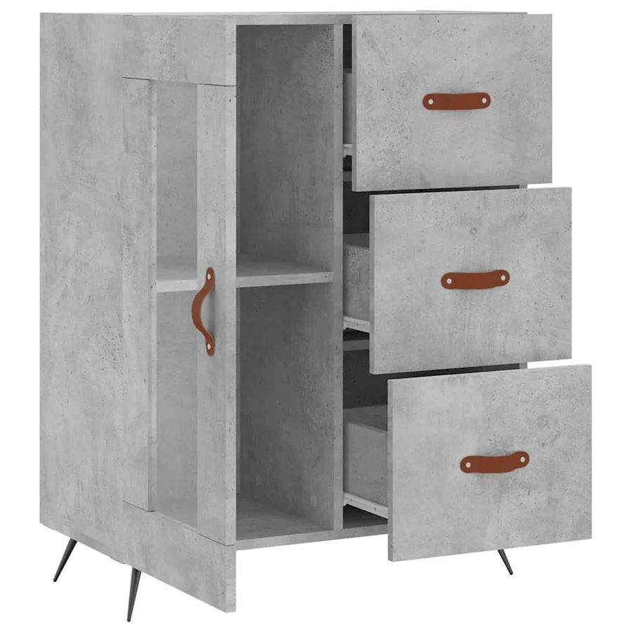 Buffet gris béton 69,5x34x90 cm bois d'ingénierie - 6