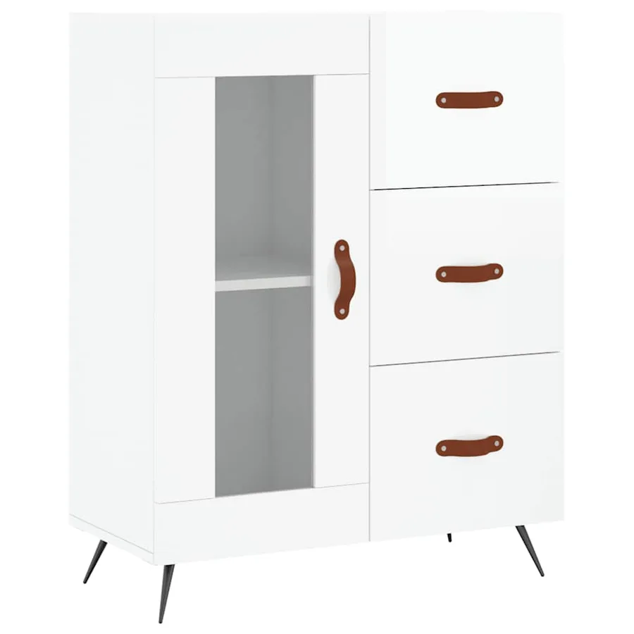 Buffet Blanc brillant 69,5x34x90 cm Bois d'ingénierie - 2