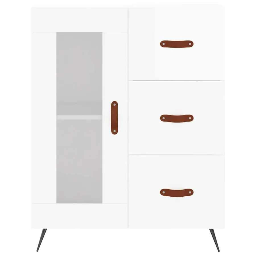 Buffet Blanc brillant 69,5x34x90 cm Bois d'ingénierie - 5