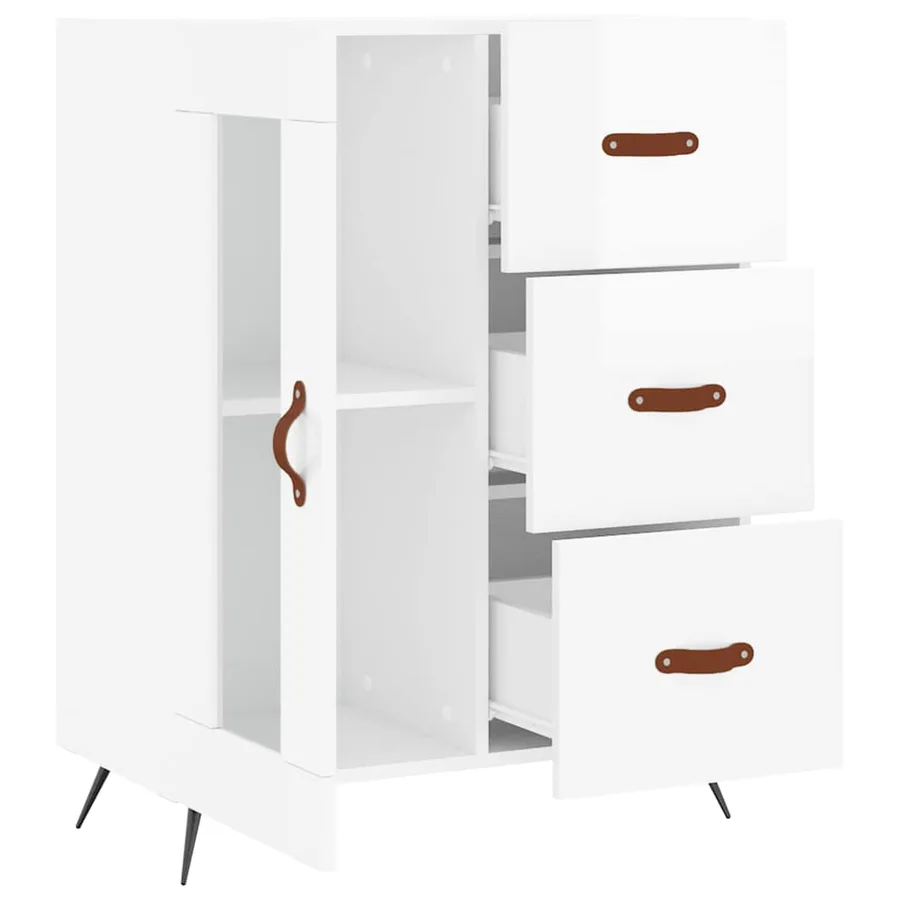 Buffet Blanc brillant 69,5x34x90 cm Bois d'ingénierie - 6