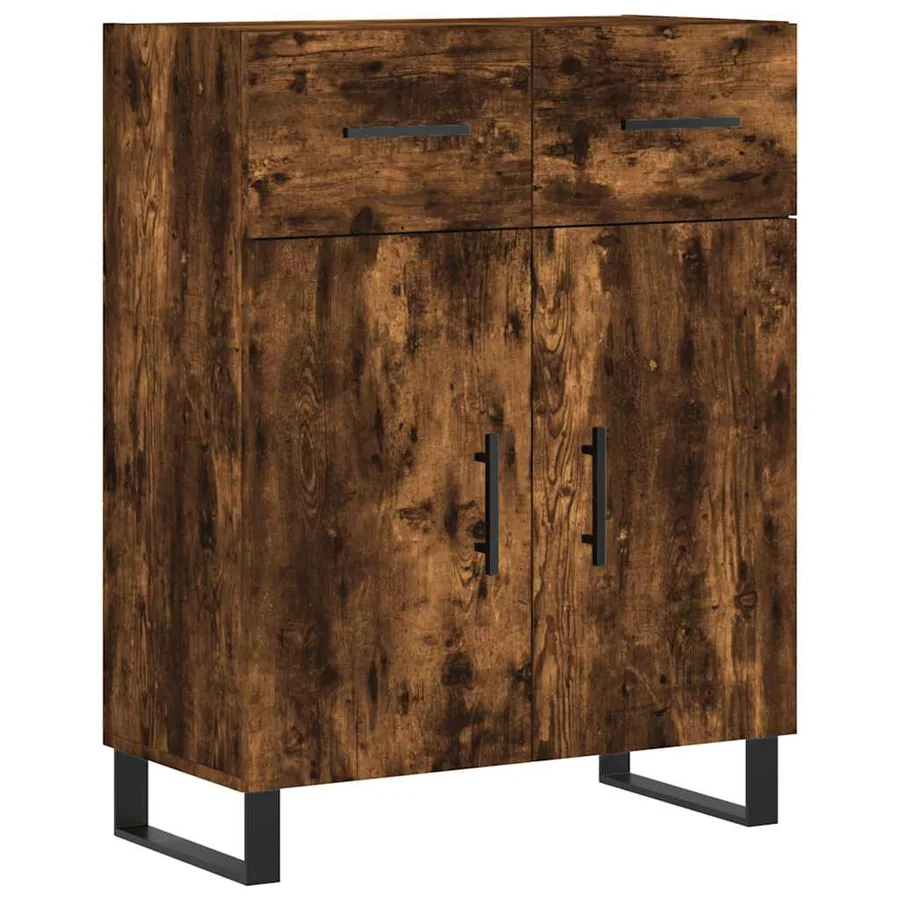 Buffet chêne fumé 69,5x34x90 cm bois d'ingénierie - 2