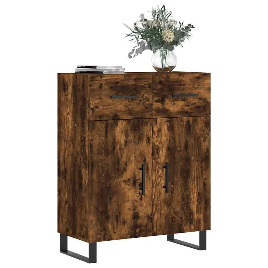 Buffet chêne fumé 69,5x34x90 cm bois d'ingénierie - 3