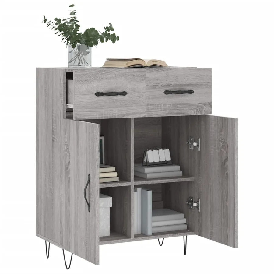 Buffet sonoma gris 69,5x34x90 cm bois d'ingénierie - 4