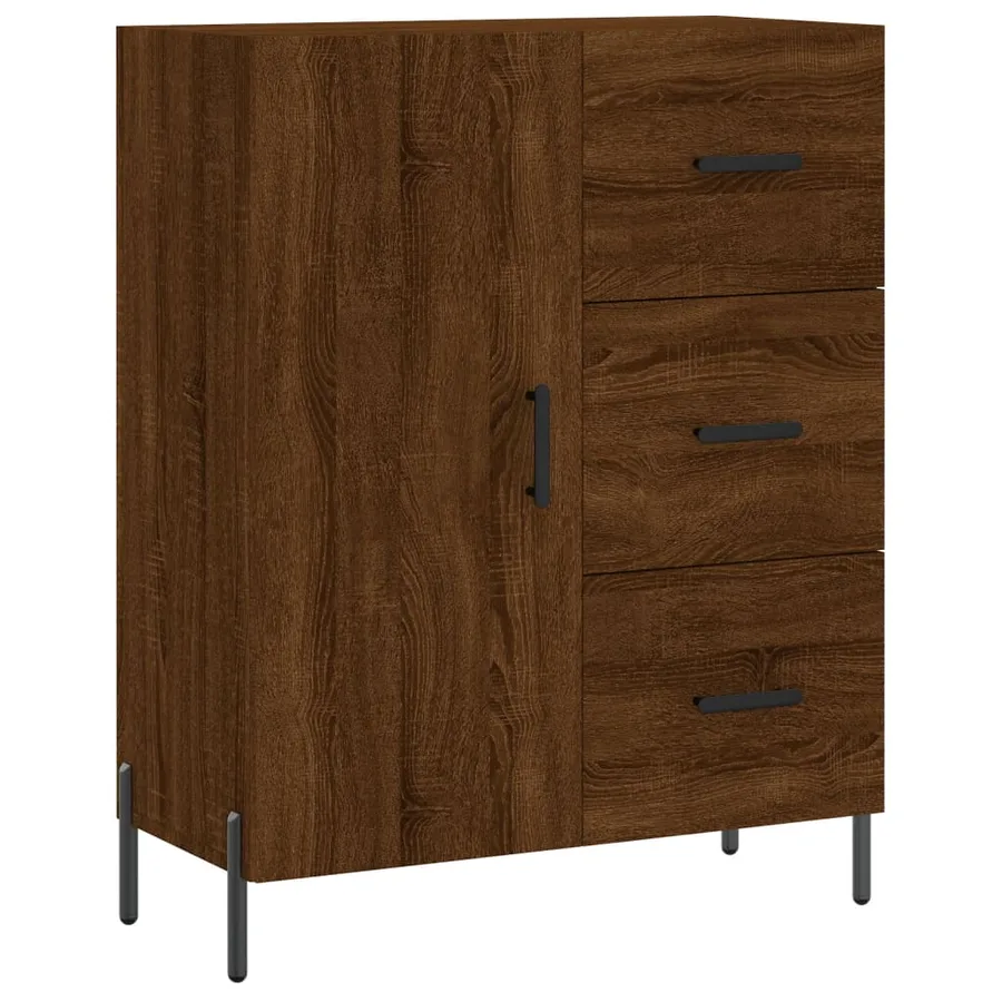 Buffet chêne marron 69,5x34x90 cm bois d'ingénierie - 2