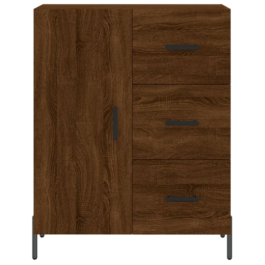 Buffet chêne marron 69,5x34x90 cm bois d'ingénierie - 5