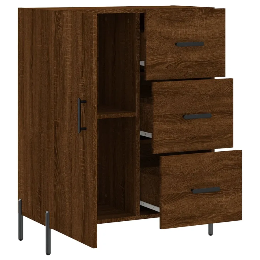 Buffet chêne marron 69,5x34x90 cm bois d'ingénierie - 6
