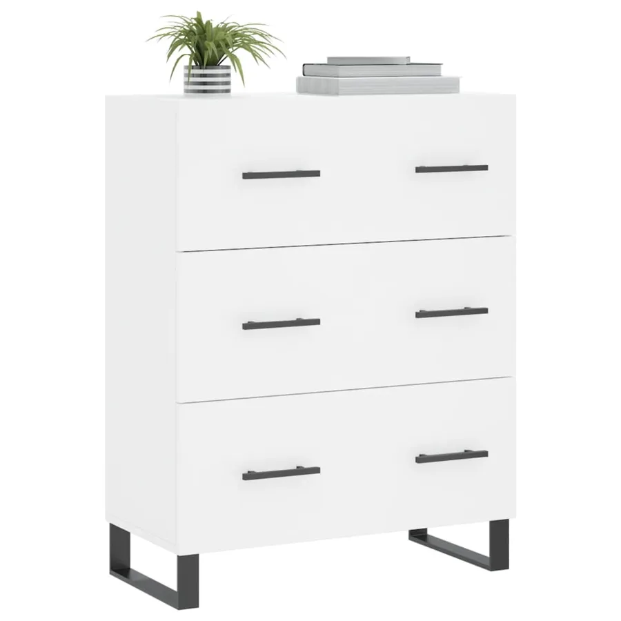 Buffet blanc 69,5x34x90 cm bois d'ingénierie - 3