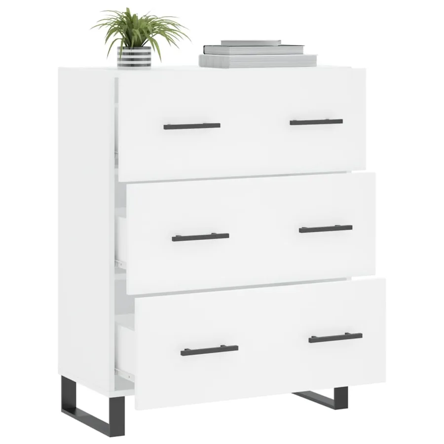 Buffet blanc 69,5x34x90 cm bois d'ingénierie - 4