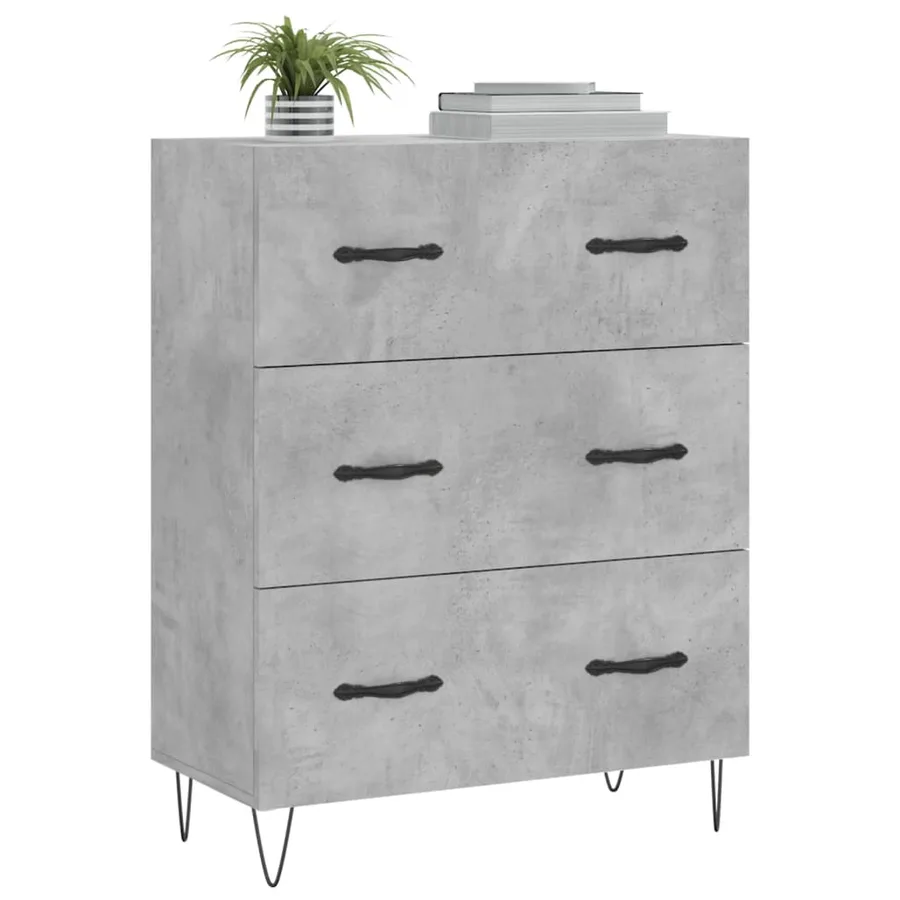 Buffet gris béton 69,5x34x90 cm bois d'ingénierie - 3