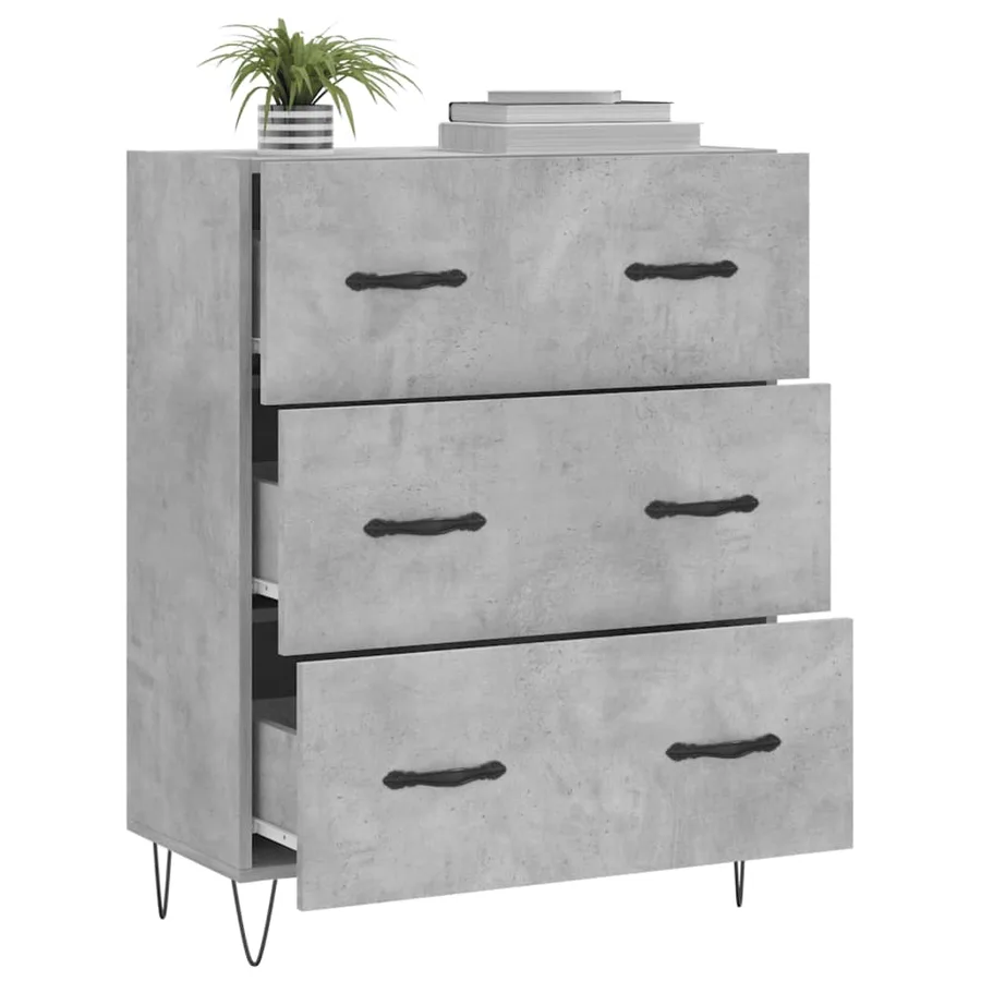 Buffet gris béton 69,5x34x90 cm bois d'ingénierie - 4