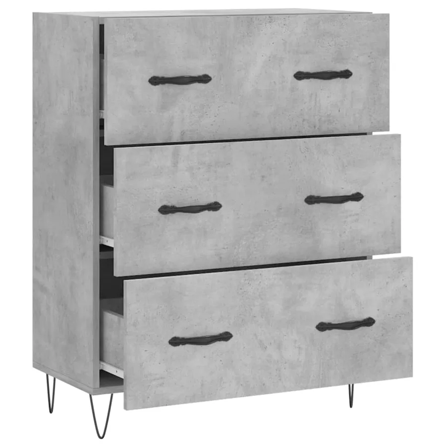 Buffet gris béton 69,5x34x90 cm bois d'ingénierie - 6