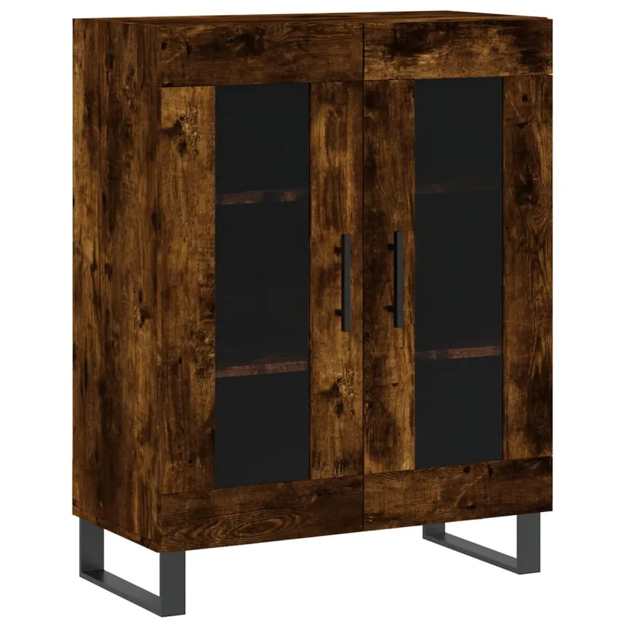 Buffet chêne fumé 69,5x34x90 cm bois d'ingénierie - 2