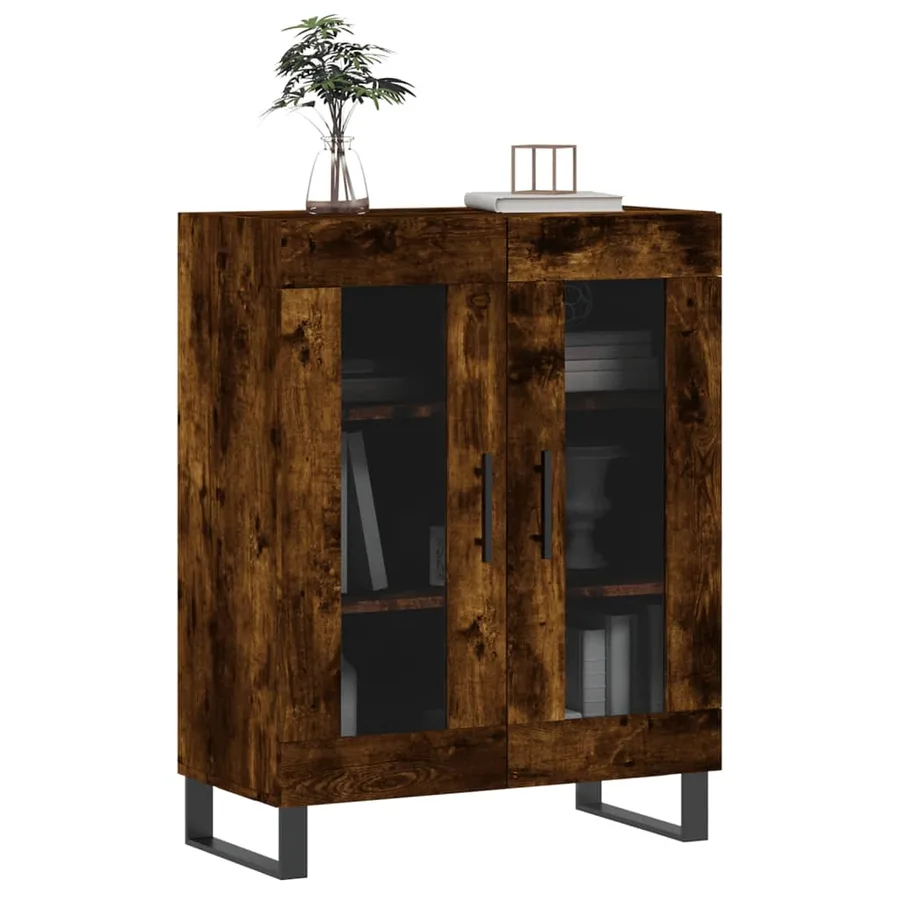 Buffet chêne fumé 69,5x34x90 cm bois d'ingénierie - 3