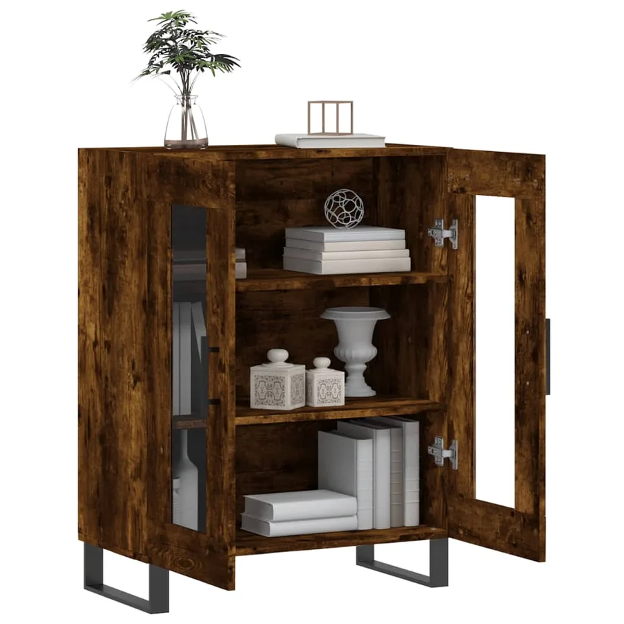 Buffet chêne fumé 69,5x34x90 cm bois d'ingénierie - 4