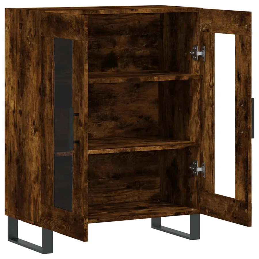 Buffet chêne fumé 69,5x34x90 cm bois d'ingénierie - 6