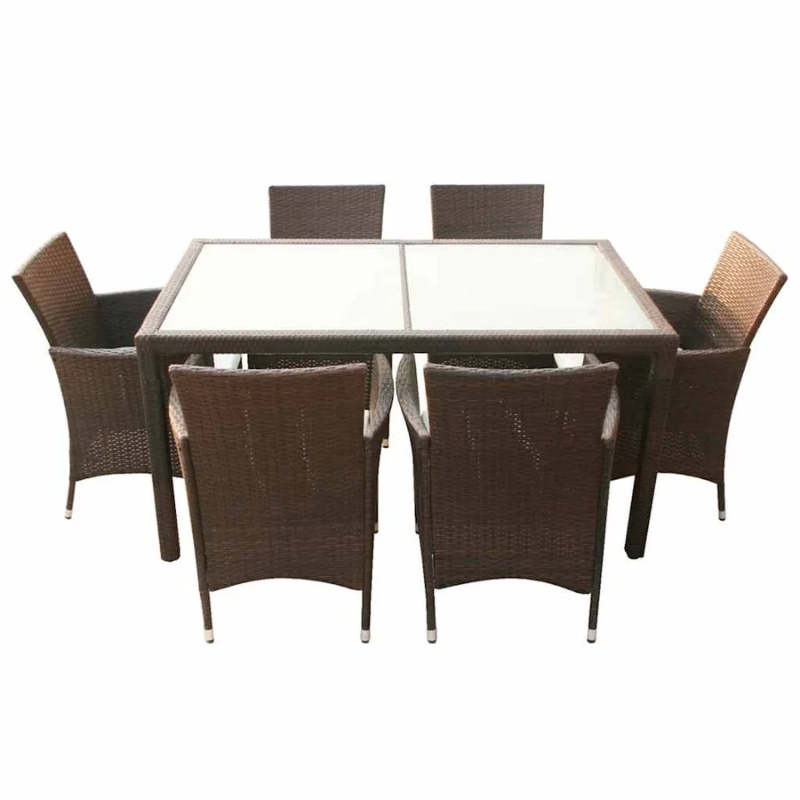 Ensemble à manger d'extérieur 7 pcs et coussins Résine tressée - 4