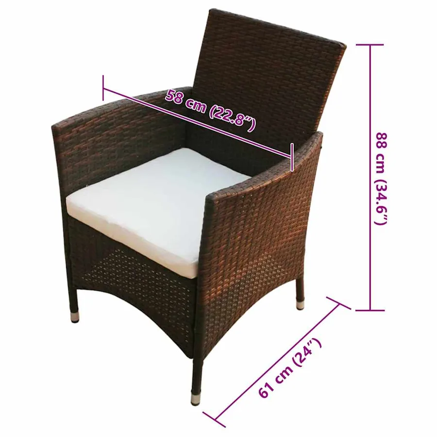 Ensemble à manger d'extérieur 7 pcs et coussins Résine tressée - 8