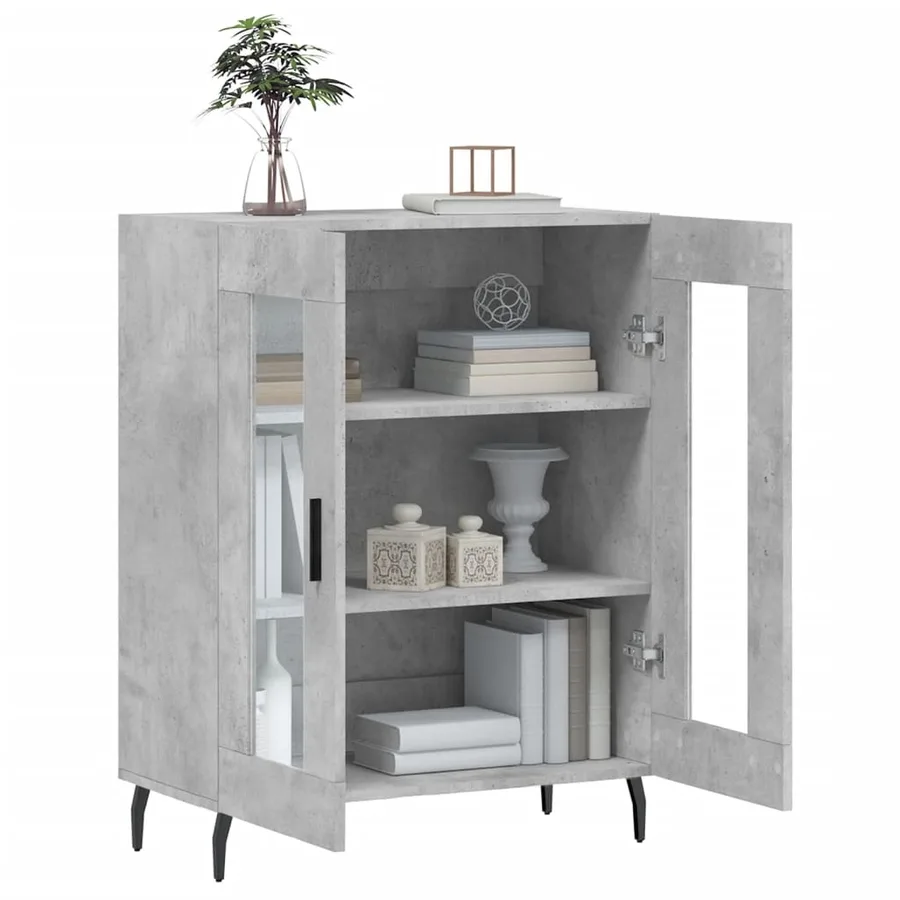 Buffet gris béton 69,5x34x90 cm bois d'ingénierie - 4