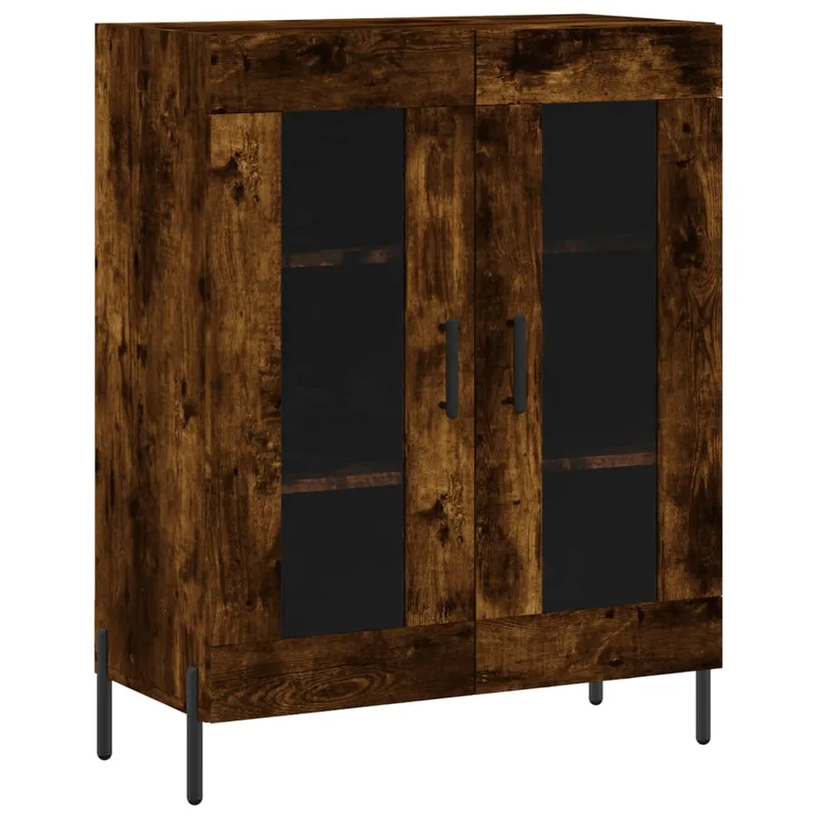 Buffet chêne fumé 69,5x34x90 cm bois d'ingénierie - 2