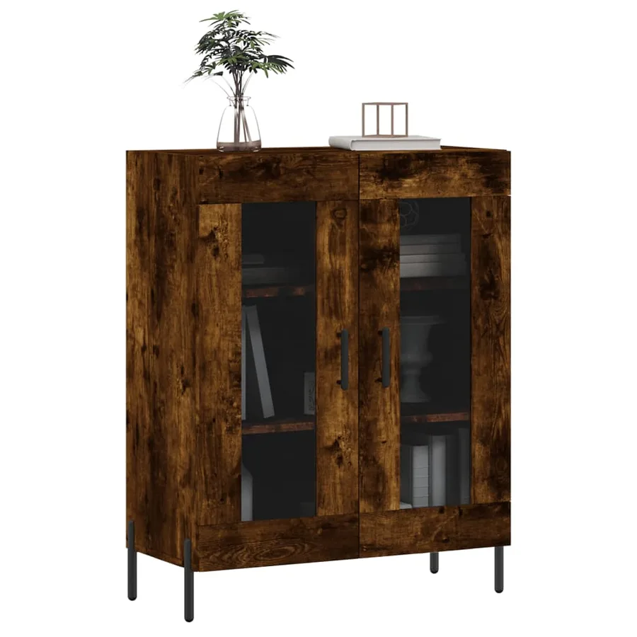 Buffet chêne fumé 69,5x34x90 cm bois d'ingénierie - 3