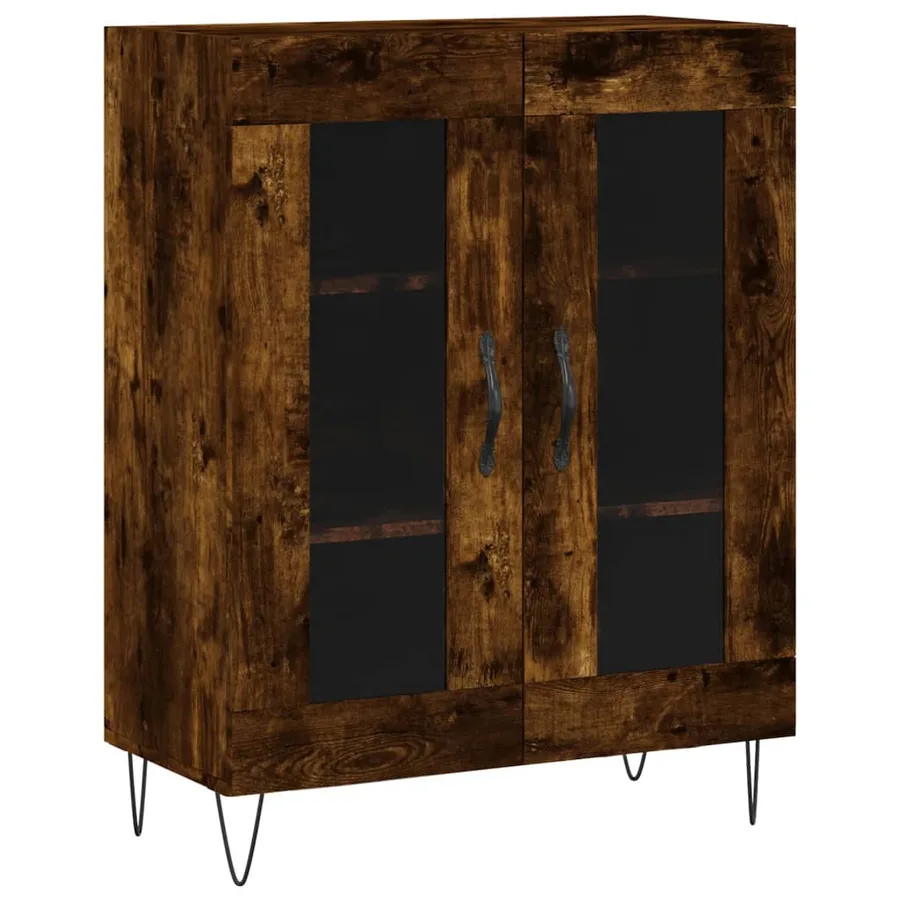 Buffet chêne fumé 69,5x34x90 cm bois d'ingénierie - 2