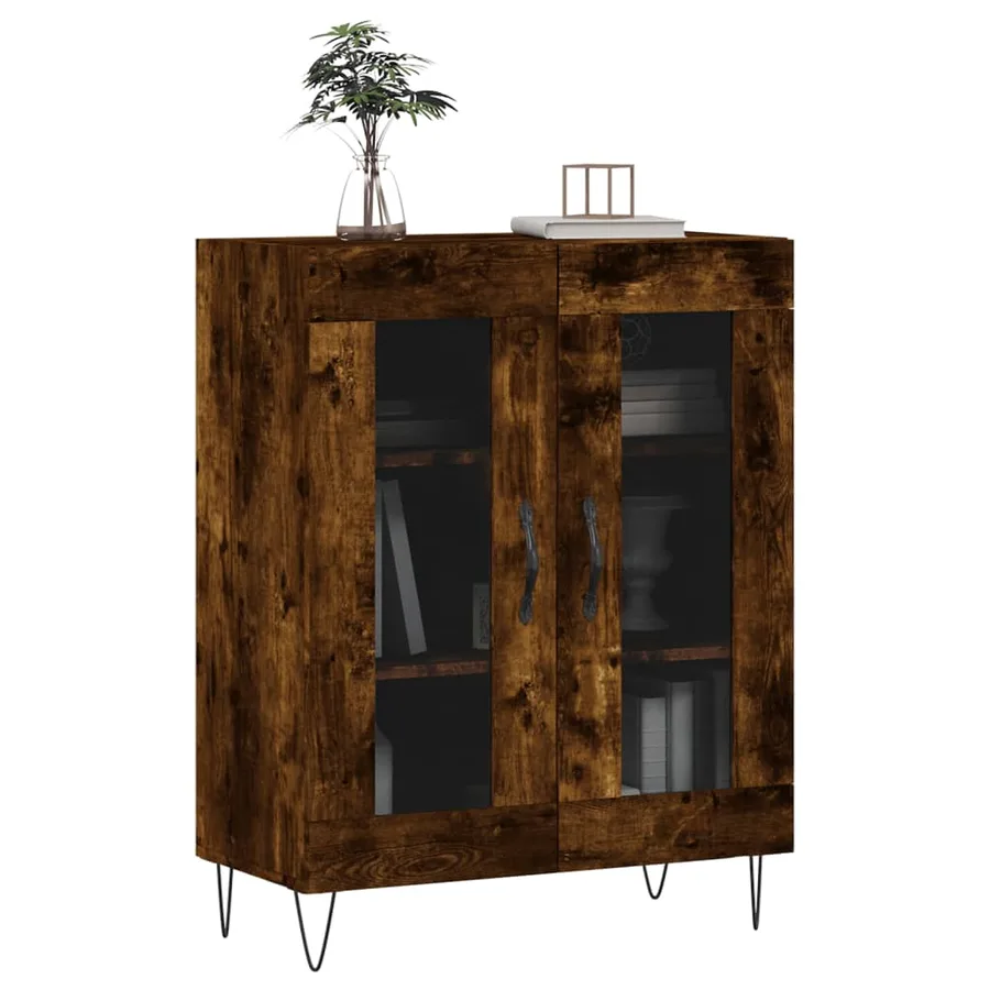 Buffet chêne fumé 69,5x34x90 cm bois d'ingénierie - 3
