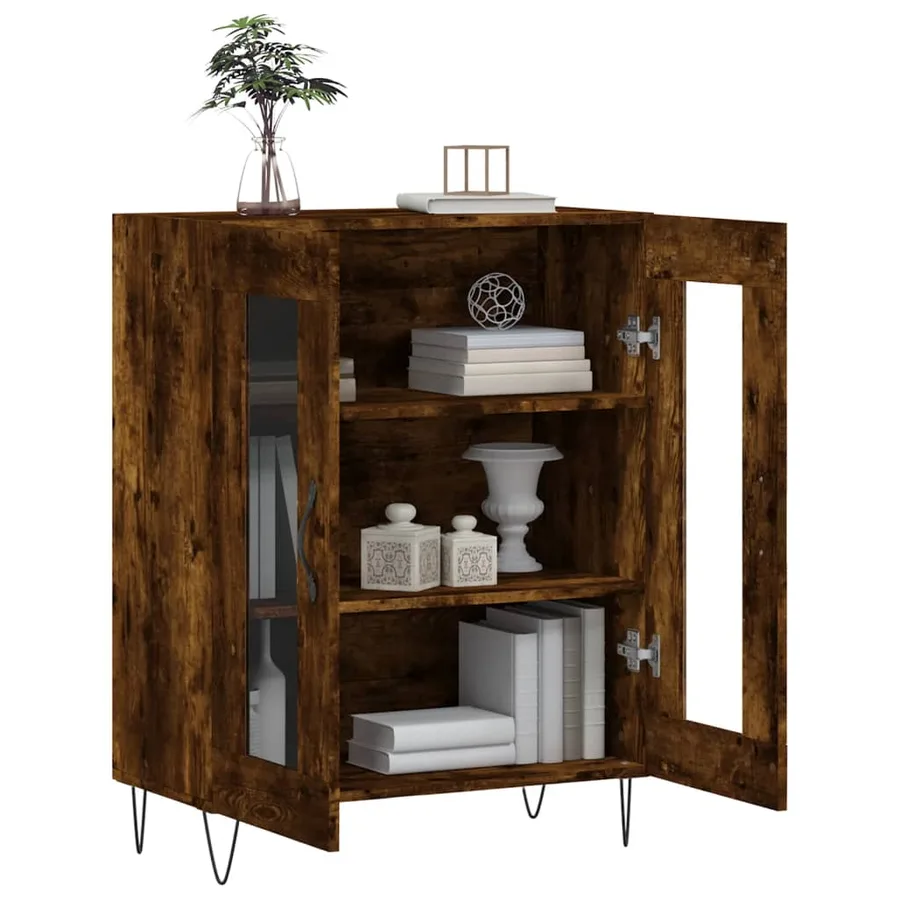 Buffet chêne fumé 69,5x34x90 cm bois d'ingénierie - 4
