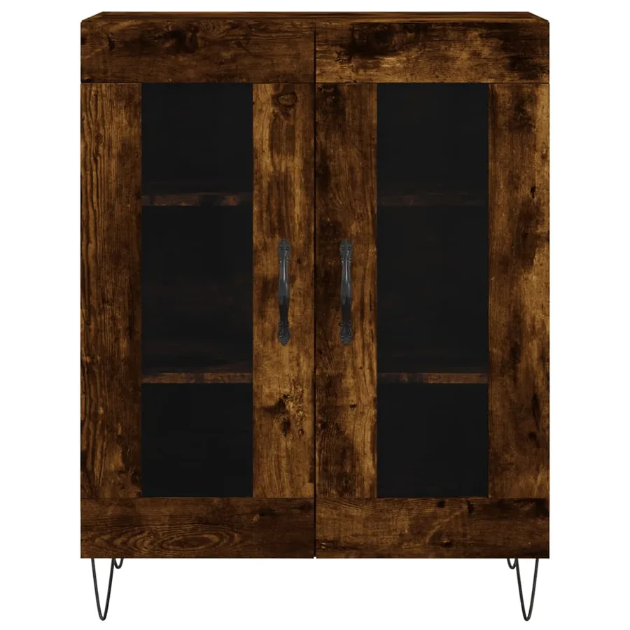 Buffet chêne fumé 69,5x34x90 cm bois d'ingénierie - 5