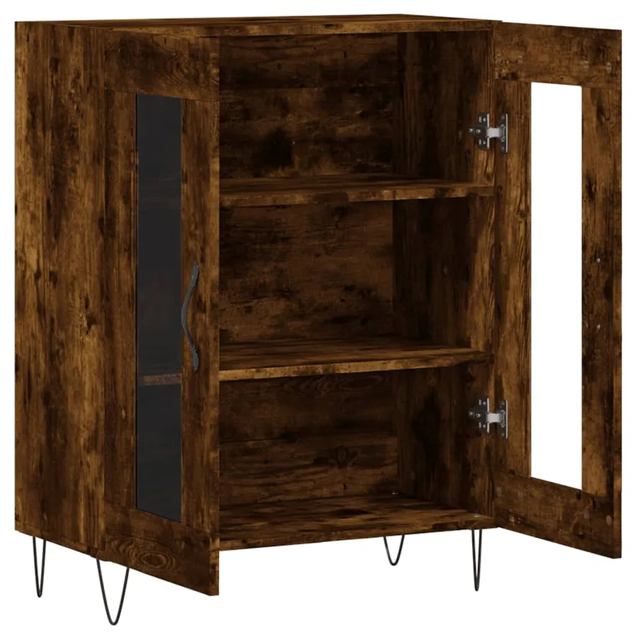 Buffet chêne fumé 69,5x34x90 cm bois d'ingénierie - 6