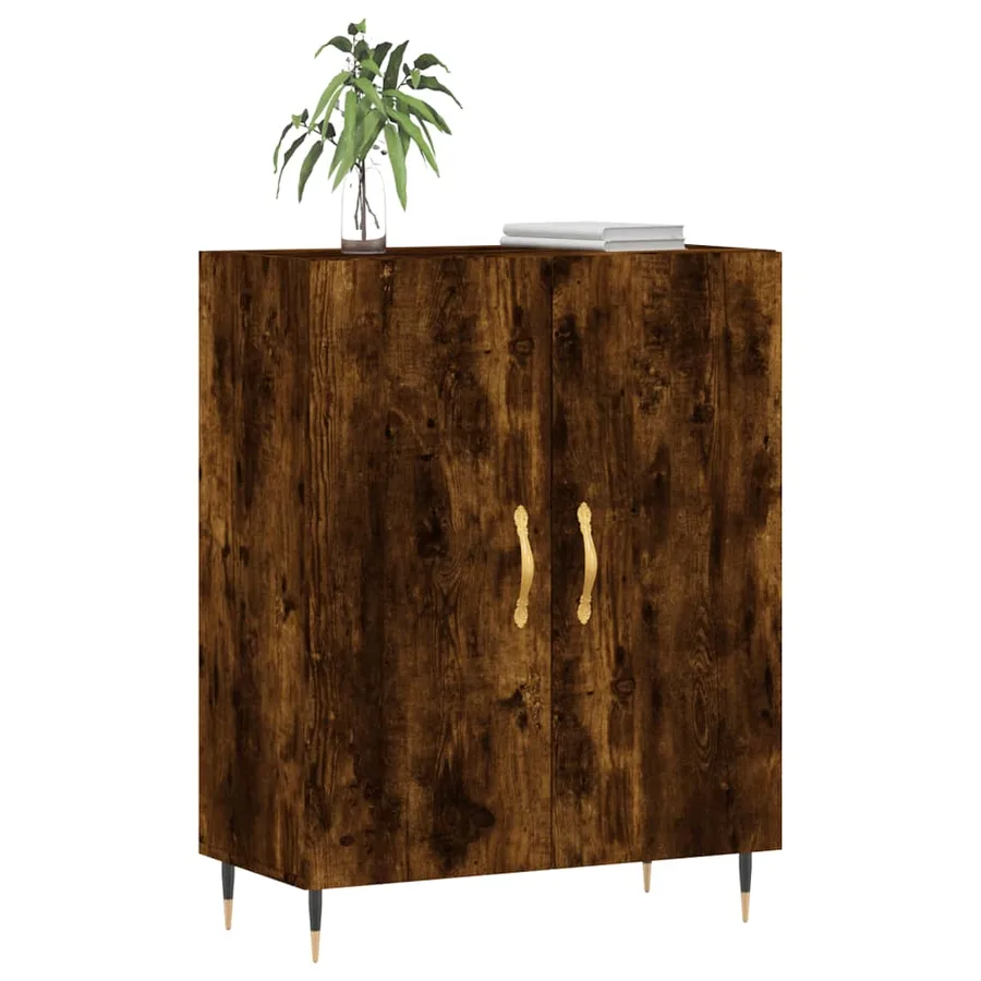 Buffet chêne fumé 69,5x34x90 cm bois d'ingénierie - 3