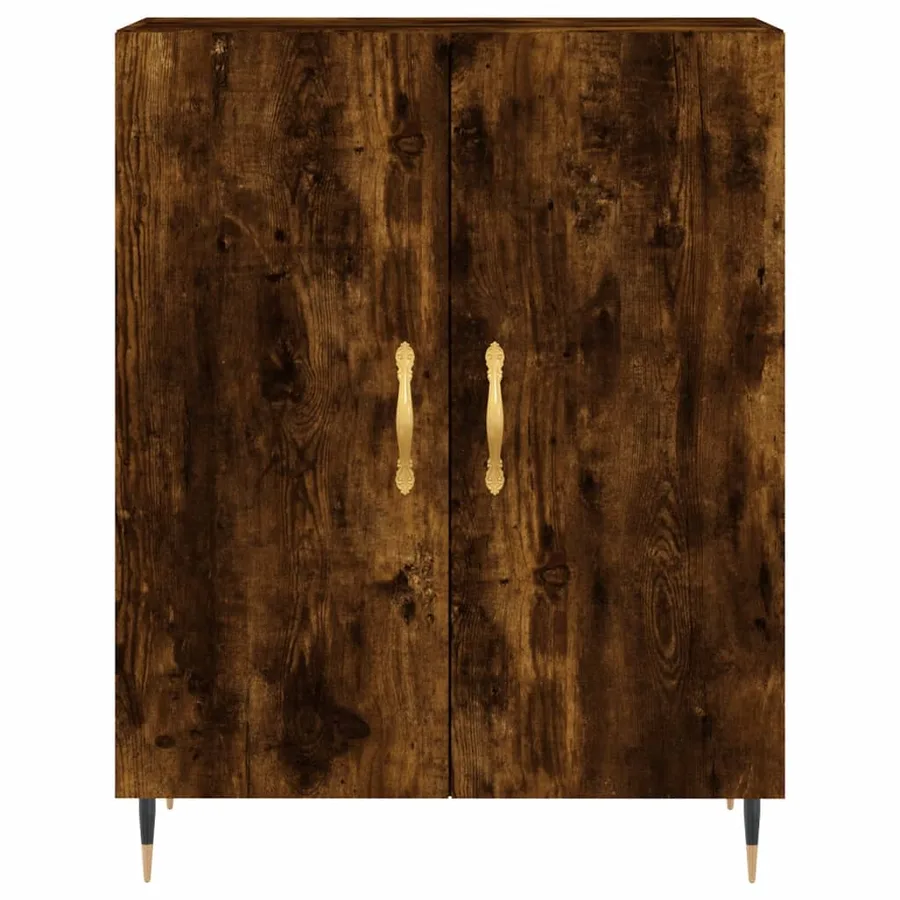 Buffet chêne fumé 69,5x34x90 cm bois d'ingénierie - 5