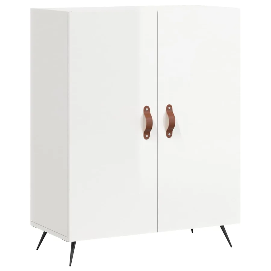 Buffet Blanc brillant 69,5x34x90 cm Bois d'ingénierie - 2
