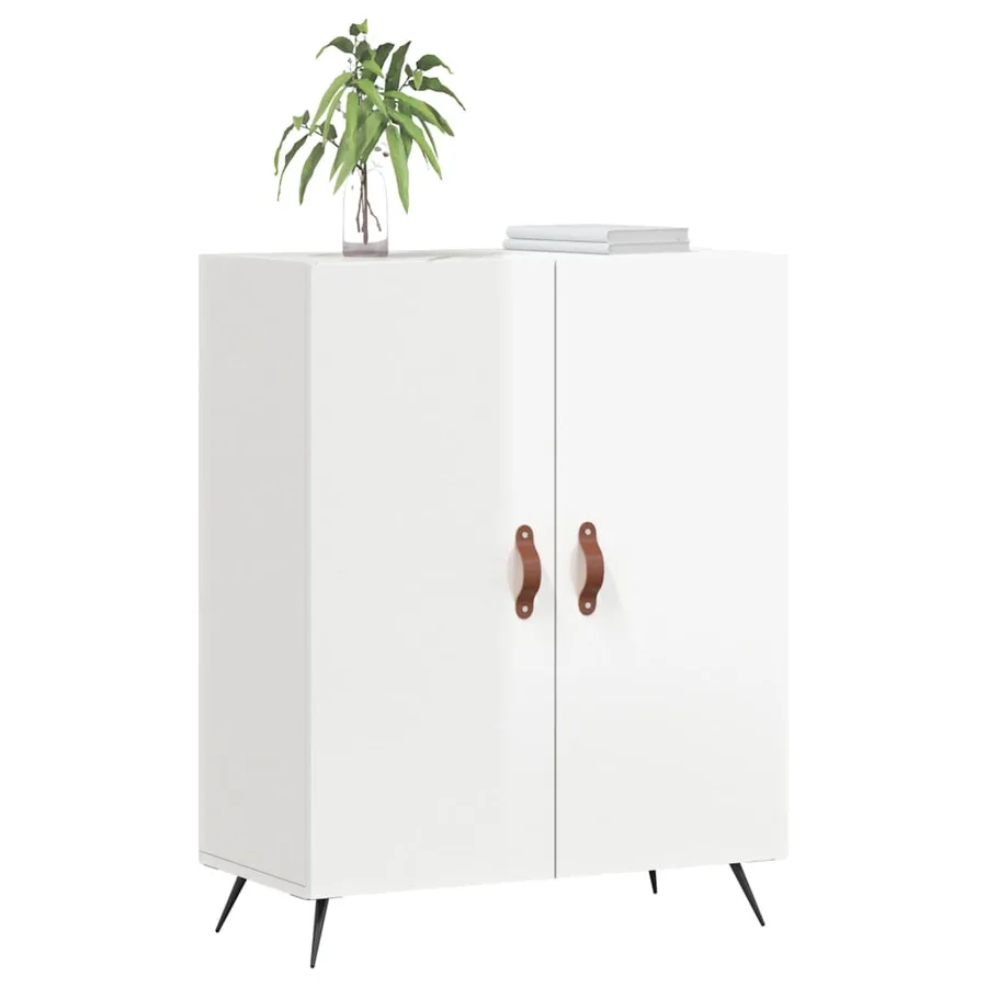Buffet Blanc brillant 69,5x34x90 cm Bois d'ingénierie - 3