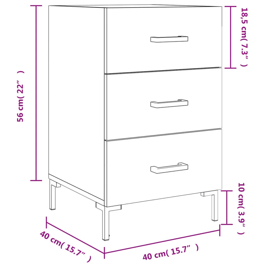 Table de chevet chêne sonoma 40x40x66 cm bois d'ingénierie - 12
