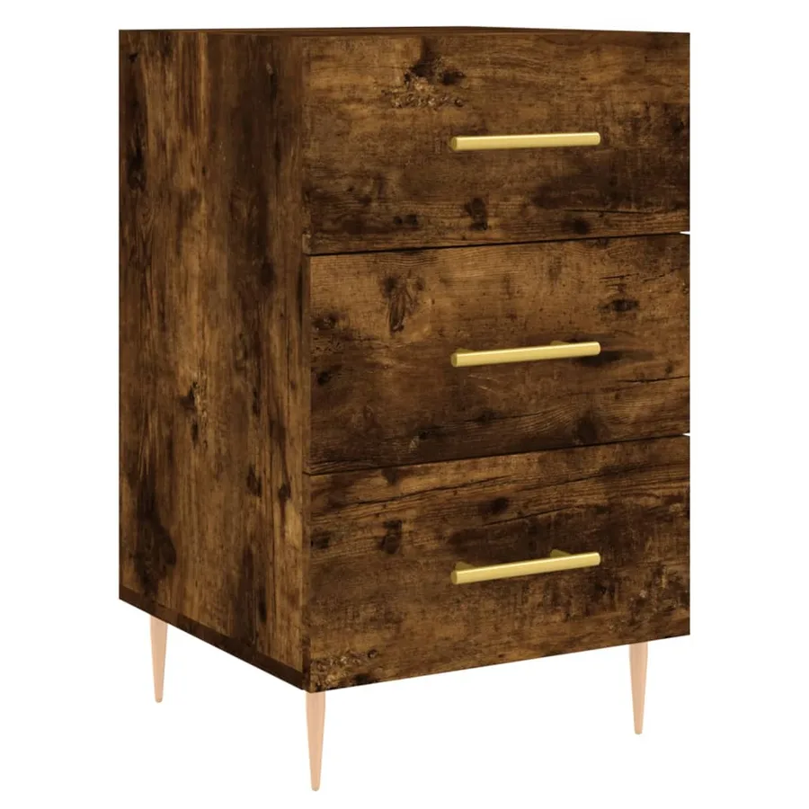 Table de chevet chêne fumé 40x40x66 cm bois d'ingénierie - 2