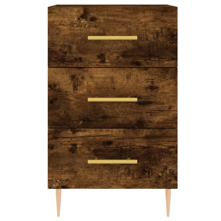 Table de chevet chêne fumé 40x40x66 cm bois d'ingénierie - 5