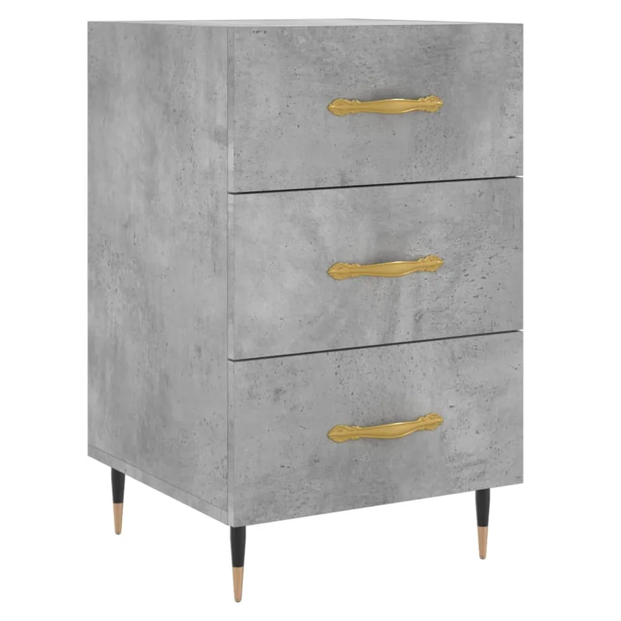 Table de chevet gris béton 40x40x66 cm bois d'ingénierie - 2