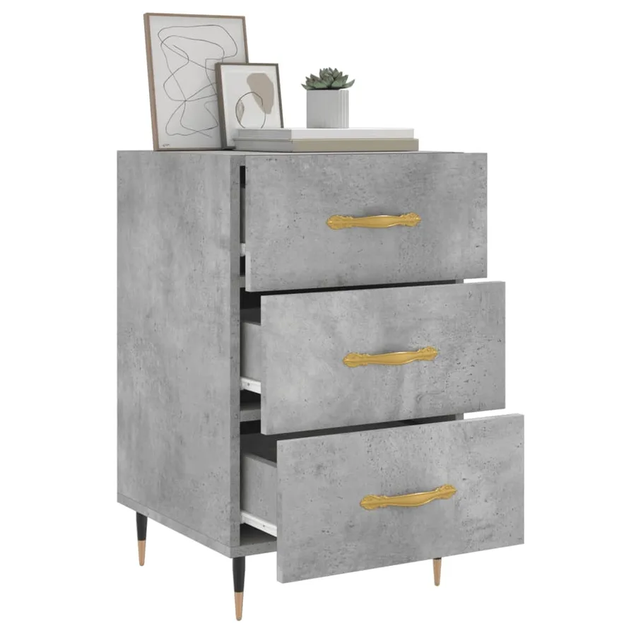 Table de chevet gris béton 40x40x66 cm bois d'ingénierie - 4
