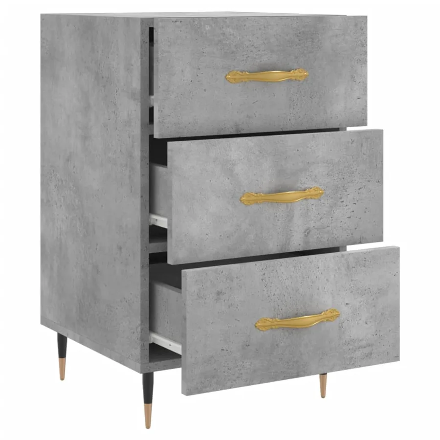 Table de chevet gris béton 40x40x66 cm bois d'ingénierie - 7