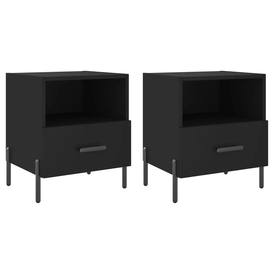 Tables de chevet 2 pcs noir 40x35x47,5 cm bois d’ingénierie - 2