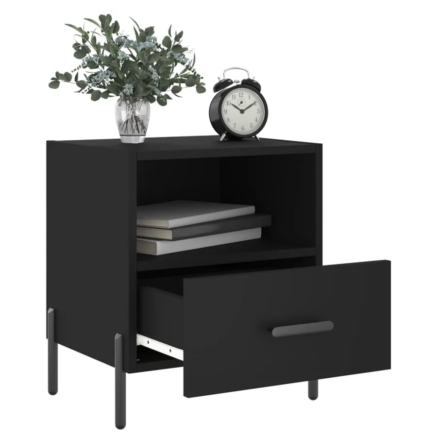 Tables de chevet 2 pcs noir 40x35x47,5 cm bois d’ingénierie - 3