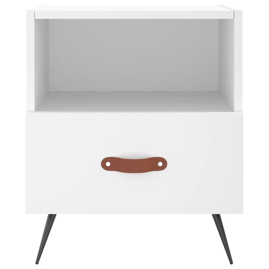 Table de chevet blanc 40x35x47,5 cm bois d’ingénierie - 4