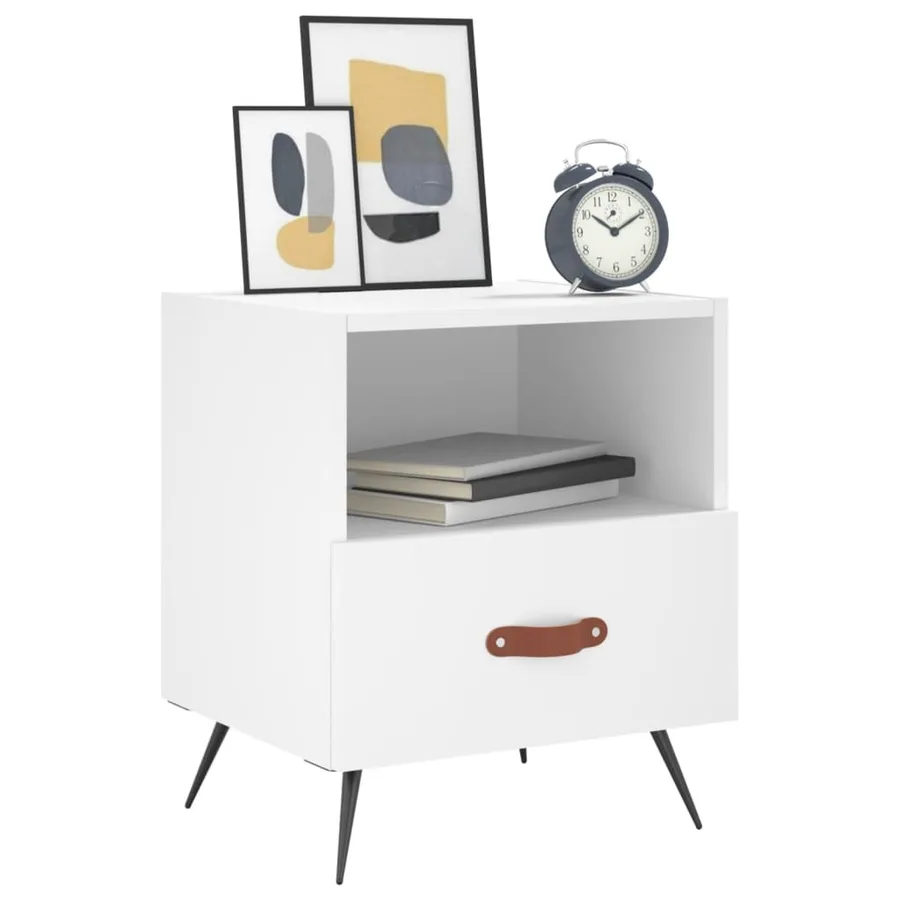 Table de chevet blanc 40x35x47,5 cm bois d’ingénierie - 8