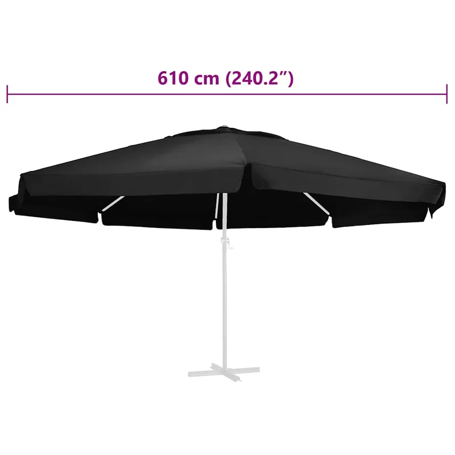 Tissu de remplacement pour parasol d'extérieur Noir 610 cm - 5