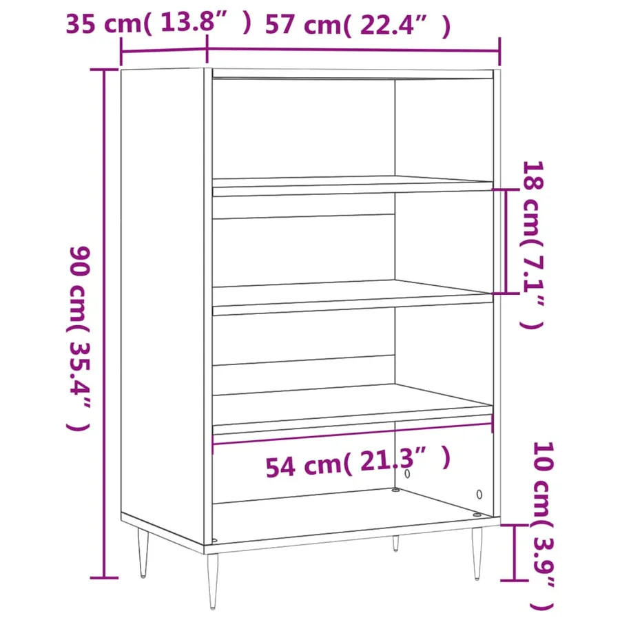 Buffet haut noir 57x35x90 cm bois d'ingénierie - 9