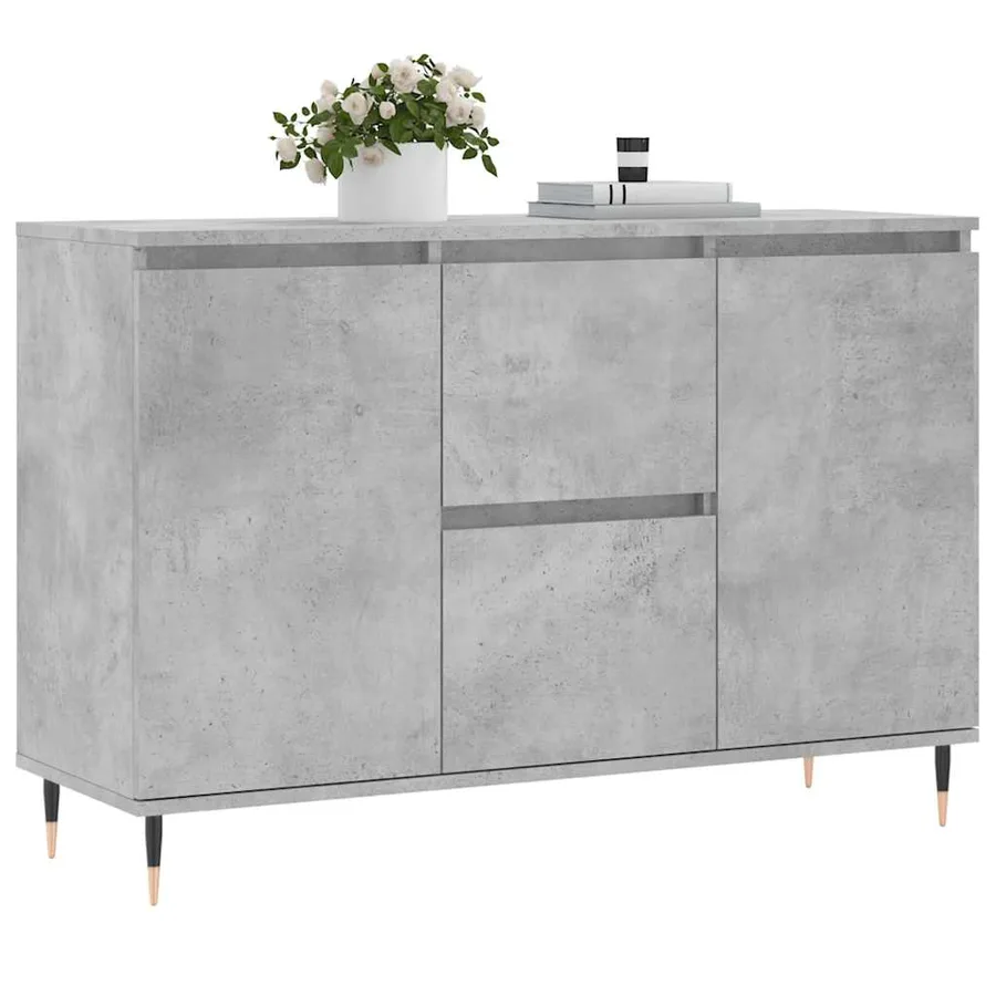 Buffet gris béton 101,5x35x70 cm bois d'ingénierie - 3