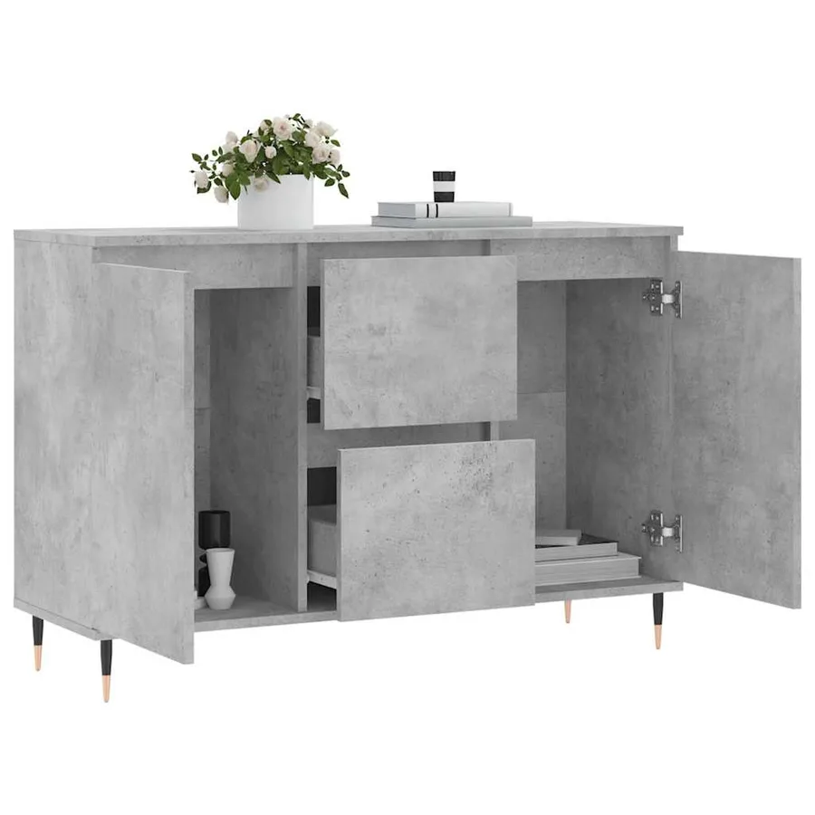 Buffet gris béton 101,5x35x70 cm bois d'ingénierie - 4