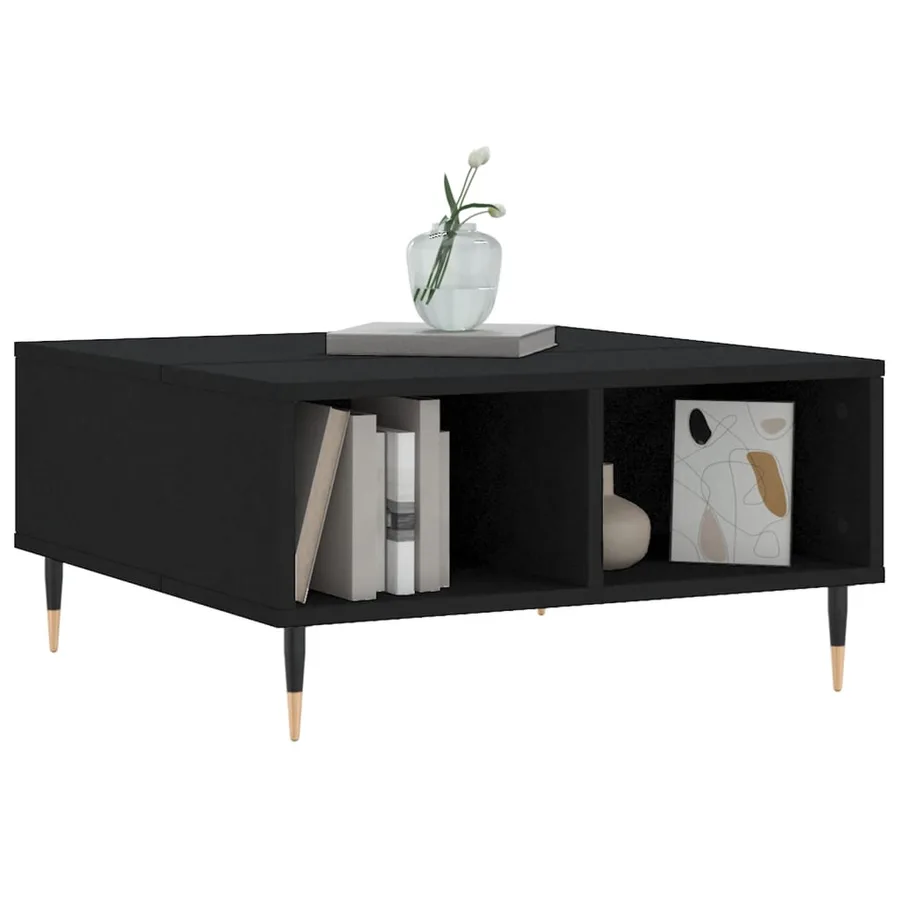 Table basse noir 60x60x30 cm bois d'ingénierie - 3