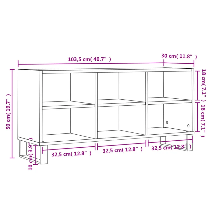 Meuble TV blanc 103,5x30x50 cm bois d'ingénierie - 9